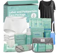 Kit de soins post-partum pour maman (14 pièces) - Comprend une robe de travail et d'accouchement, une bouteille de péri, une mousse d'hamamélis, des serviettes hygiéniques et plus encore avec les
