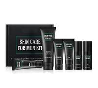 Kit de soins pour la peau hommes - Ensemble anti-âge complet avec nettoyant le visage, gommage exfoliant, sérum pour le visage, crème pour les yeux, crème hydratante matin et soir pour, 6 pièces
