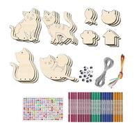 Kit de sonnette éolienne, créer une cloche éolienne | Kit de 12 pièces - et artisanat Cat Birdhouse Fishbone Ornements de coloriage Design en bois infini pour l'anniversaire d'activité