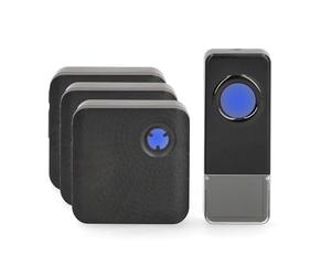 Kit de Sonnette sans Fil - Alimentation Secteur - 100-240 V AC 50/60 Hz - 1 x 23 A 12 V - Volume : 110 DB - Portée du Signal : 150 m - IP55 - Volume réglable - 58 mélodies - 3 récepteurs