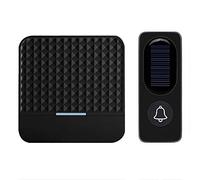 Kit de sonnette sans fil, charge solaire avec sonnette légère carillons de sonnette de sécurité à domicile IP65 étanche, sonnette extérieure + carillon intérieur,Noir