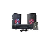 Kit de sonorisation disco 2 x 250w avec animation lumineuse a led noir