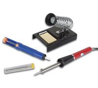 KIT DE SOUDAGE ELECTRIQUE (FER A SOUDER 25W+POMPE A DESSOUDER VTD+SUPPORT POUR FER A SOUDER STANDLC+TUBE DE SOUDURE)