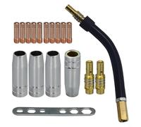 Kit de soudage MIG MB15 15AK 18 pièces avec embouts de contact 0,035 0,9 mm M6 avec porte-buse, diffuseurs, torche, panneau de cou, ensemble complet de consommables de soudage pour torche MIG (B)