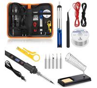 Kit de soudure 80W LCD, température réglable 180-500°C, 5 pointes, 50g fil à souder, pompe à dessouder, support de fer, pince, outils complets pour électronique et réparations