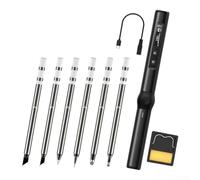 Kit de soudure intelligent à température constante HS-01 65 W Type-C Power 8s Heat Up Metal Shell pour réparation de circuit imprimé Noir (6 broches)