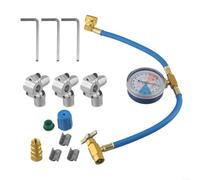 Kit de soupape de perforation en alliage de zinc robuste en alliage de zinc | Avec manomètre, 3 valves, 3 clés, s'adapte aux tuyaux 1/4, 5/16, 3/8", montage facile