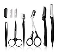 Kit de sourcils, outil exfoliant multifonction pour le visage pour femme et fille, ensemble de toilettage des sourcils (9 en 1)