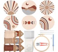 Kit de sous-verres à aiguilles à poinçonner pour débutants et adultes, sous-verres de voiture, tapis de boissons, dessous de verre avec fils de feutre adhésifs, outils de cerceau pour loisirs créatifs