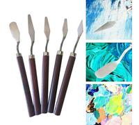 Kit De Spatule Professionnelle En Acier Inoxydable, Couteau À Palette Pour Peinture À L'huile, Ensemble D'outils De Peinture Des Beaux-Arts, Lames Flexibles 5 Pièces