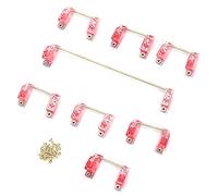 Kit de stabilisateurs pour clavier mécanique avec fil plaqué or, vis pour PCB 6,25U et 2U - Stabilisateurs pour claviers personnalisés DIY à 61, 64, 87, 104 ou 108 touches (Rouge transparent)