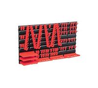 vidaXL Kit de Stockage avec Panneaux Muraux 71 pcs Boîte d'Empilage Système de Stockage d'Outils Garage Atelier de Bricolage Rouge et Noir G