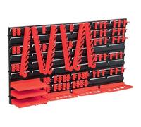 vidaXL Kit de stockage avec panneaux muraux, 71 pièces, rouge et noir, plastique, extensible