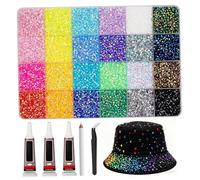 Kit de strass, 30 000 pièces Bedazzler, 24 grilles de strass amusants à faire soi-même avec 3 pièces colle et stylo ramassage 10 ml, 0, 3 cm pour vêtements, tasses, chaussures, tissu, nail ar
