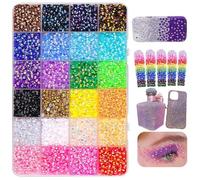 Kit de strass éblouissants, 24 couleurs en gelée de résine pour éblouissement, pierres précieuses multicolores de 3 mm à dos plat pour art diamant, kit de strass en résine pour Bedazzler
