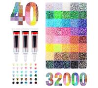 Kit de Strass en Résine Jelly 2026, Multicolore 3 mm Flatback pour Bricolage, pour Nail Art 3D en Gel et Fabrication de Bijoux avec Breloques, Comprend des Strass 32000