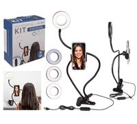Kit de Streaming en Direct et vlogging avec Support pour téléphone Portable et éclairage LED, en Plastique avec Bras Solide renforcé en métal pour Un positionnement précis, dans Un Coffret Cadeau