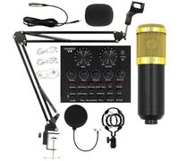Kit de streaming - Microphone USB avec mélangeur de carte son, configuration Plug and Play | Ensemble studio compact pour jeux, spectacles en direct, cours, mixage audio, vlogging, capture vocale