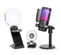 Kit de streaming vidéo en direct, comprend une webcam 1080p 30 fps et un microphone USB RVB, une lumière LED réglable pour Twitch, YouTube, Podcast et WFH. Pour PC, Mac, Windows et ordinateurs