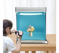 Kit de studio photo - 60 x 60 cm - Boîte à lumière pliable - Cube lumineux - Pour photographie professionnelle - Intensité variable - Avec bandes lumineuses LED mobiles de 5500 K - 5 arrière-plans