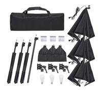 Kit de studio photo avec éclairage LED Softbox, trépied en aluminium et arrière-plan, lumière continue 5600 K, lot de 3 avec réflecteur, sac de transport pour studio et photographie en plein air