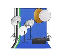 vidaXL Kit de studio photo avec éclairage toile de fond et réflecteur