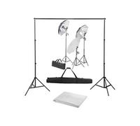 vidaXL Kit de Studio Photo avec Ensemble d'Eclairage et Toile de Fond Photographie Portraits Publicitaire Kit d'Eclairage Support de Trépied Blanc G