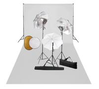 Kit de studio photo avec lampes toile de fond et réflecteur