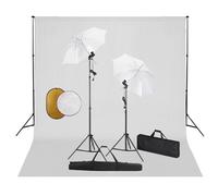 Kit de studio photo avec lampes toile de fond et réflecteur
