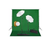 vidaXL Kit de studio photo avec lampes, toile de fond et réflecteur Noir