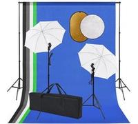 Kit de studio photo avec lampes toile de fond et réflecteur