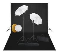 Kit de studio photo avec lampes toile de fond et réflecteur Noir G