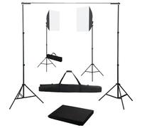 vidaXL Fotostudioset met softboxlampen en achtergrond3055056 Blanc G
