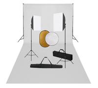vidaXL Fotostudioset met softboxlampen, achtergrond en reflector3067059 Blanc G