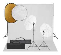 vidaXL Kit de studio photo avec éclairage toile de fond et réflecteur