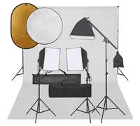 vidaXL Kit de studio photo avec éclairage toile de fond et réflecteur