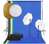 vidaXL Kit de studio photo avec éclairage toile de fond et réflecteur