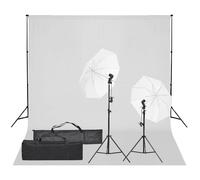 vidaXL Kit de Studio Photo avec Éclairage et Toile de Fond Lumière de Photographie Système de Fond Kit de Support de Fond 3094652 Noir G