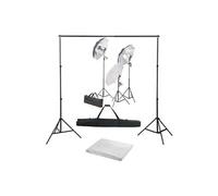 vidaXL Kit de Studio Photo et Ensemble d'Eclairage et Toile de Fond Photographie Portraits Publicitaire Support de Trépied Kit d'Eclairage Blanc G