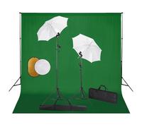 vidaXL Kit de studio photo avec lampes, toile de fond et réflecteur Noir