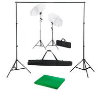 vidaXL Fotostudioset met achtergrond, lampen en paraplu's3055087 Noir G