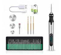 Kit de stylo de gravure électrique sans fil à 3 vitesses avec 30 embouts et lames scie, mini stylo gravure pour métal, bois, verre, plastique, bricolage, artisanat et polissage