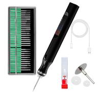 Kit de stylo de gravure sans fil pour bijoux, bois, métal, verre et plastique - Graveur sans fil avec 30 embouts et fonction de polissage, outil portable pour artistes, artisans (noir)