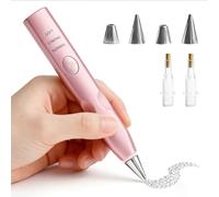 Kit de stylo de peinture diamant électrique avec 4 têtes de rechange et pompe à vide, 3 niveaux d'aspiration réglables, accessoires de peinture diamant rechargeables, sans fil, pour bricolage, rose