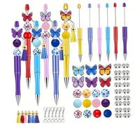 Kit de stylos à perles, 108 pièces, kit de fabrication perles avec papillon, pompons, et fermoirs à homard pour l'artisanat créatif, fournitures en vrac