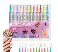 Kit de Stylos pour Ongles,12 Pièces d'Outils à Ongles à Pointe Fine avec Longue Durée | Stylos à Peinture pour Pointillage et Lignage - Pour Décoration Lignes Traçage Illustration