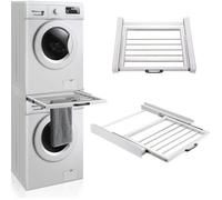 Kit de superposition pour lave-linge sèche-linge avec porte-serviettes blanc