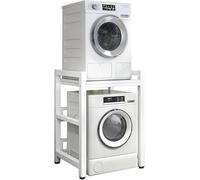Kit De Superposition Réglable - Capacité De 400 Kg - Unité De Rangement Au-Dessus De La Laveuse - Support Portable pour Laveuse Et Sécheuse à Chargement Frontal, White Frame+White
