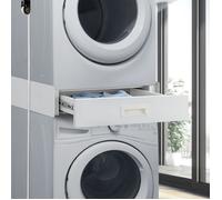 [en.casa] Kit de Superposition Universel pour Appareils Électroménagers avec Tiroir Coulissant Cadre pour Machine à Laver Sèche-Linge Standard 60 cm Acier Laqué Blanc