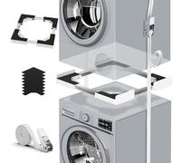 Kit de Superposition Universel pour Lave-linge et Sèche-linge | Cadre Intermédiaire Universel Réglable 45-68 cm, avec Corde à Cliquet, Tampons Anti-Vibration